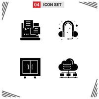 4 iconos creativos, signos y símbolos modernos de desarrollo, red de sonido web interior, elementos de diseño vectorial editables vector