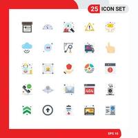 Pack of 25 Modern Flat Colors Signs and Symbols for Web Print Media such as signal hand search crown winner Editable Vector Design Elements
