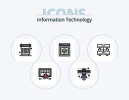 Information Technology Line Filled Icon Pack 5 Icon Design. radio. broadcasting. safe box. hardware. device vector