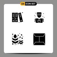 Set of 4 Commercial Solid Glyphs pack for archive fall man repair tree Editable Vector Design Elements