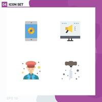 Pack of 4 creative Flat Icons of application guard target marketing police Editable Vector Design Elements