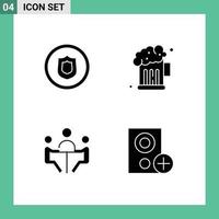 4 Universal Solid Glyphs Set for Web and Mobile Applications award conference shield party meeting Editable Vector Design Elements