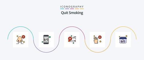 Quit Smoking Line Filled Flat 5 Icon Pack Including calendar. not allowed. block. smoking. cigarette vector