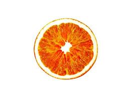 Juicy and fresh piece of sliced  orange  on white background photo