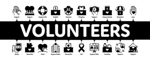 Volunteers Support Minimal Infographic Banner Vector