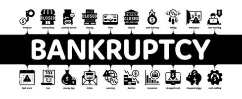vector de banner infográfico mínimo de negocio de bancarrota