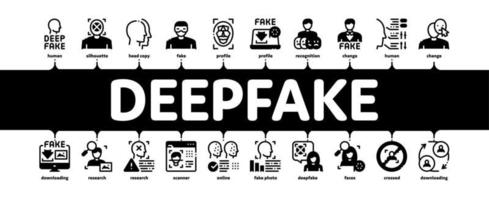 Deepfake Face Fake Minimal Infographic Banner Vector