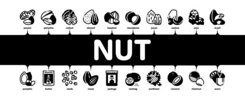 vector de banner de infografía mínima diferente de comida de nuez