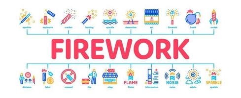 Firework Pyrotechnic Minimal Infographic Banner Vector