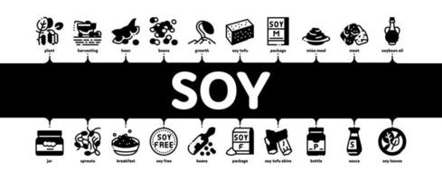 vector de banner infográfico mínimo de producto alimenticio de soja