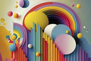 abstract background, vector, plain color, Rainbow geometric bars and circles photo