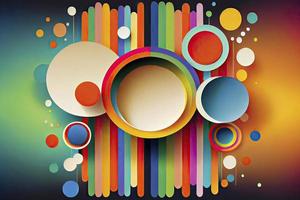 abstract background, vector, plain color, Rainbow geometric bars and circles photo