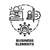 Business Elements Equipment Vector Concept Black Illustrations