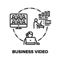 Business Video Vector Concept Black Illustration