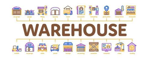 Warehouse And Storage Minimal Infographic Banner Vector