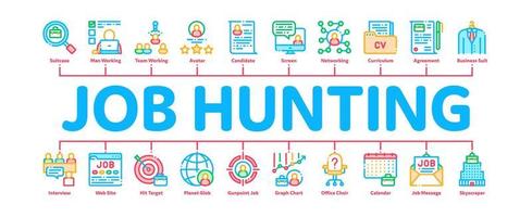 Job Hunting Minimal Infographic Banner Vector