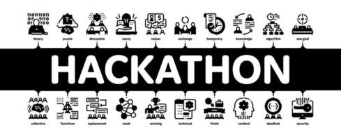 vector de banner infográfico mínimo de desarrollo de hackathon