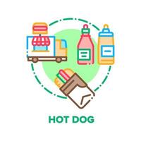 Hot Dog Food Vector Concept Color Illustration