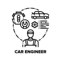 Car Engineer Vector Concept Black Illustrations