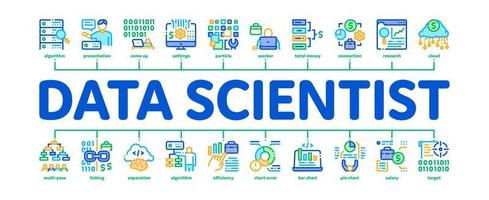 vector de banner infográfico mínimo trabajador científico de datos