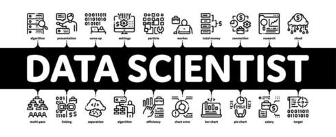 Data Scientist Worker Minimal Infographic Banner Vector