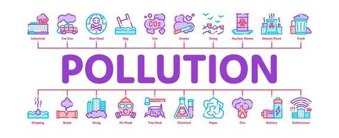 vector de banner infográfico mínimo de contaminación de la naturaleza