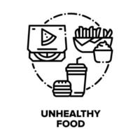 Unhealthy Food Vector Concept Black Illustrations