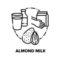 Ilustraciones de leche de almendras vector concepto negro