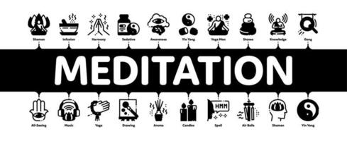 Meditation Practice Minimal Infographic Banner Vector