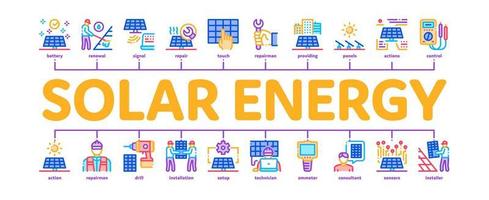 Solar Energy Technicians Minimal Infographic Banner Vector