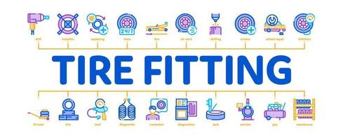 Tire Fitting Service Minimal Infographic Banner Vector