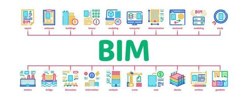 vector de banner infográfico mínimo de información de construcción bim