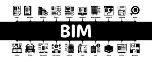 Bim Building Information Minimal Infographic Banner Vector