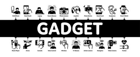 vector de banner infográfico mínimo de gadget y dispositivo