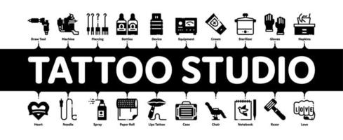 Tattoo Studio Tool Minimal Infographic Banner Vector