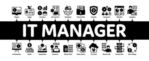 administrador de ti desarrollador vector de banner infográfico mínimo