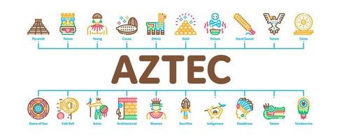 Aztec Civilization Minimal Infographic Banner Vector