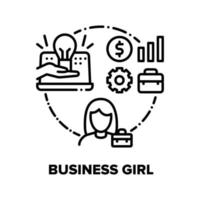 Business Girl Vector Concept Black Illustration