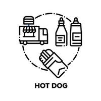 Hot Dog Food Vector Concept Black Illustrations