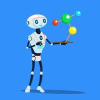 Robots Study Large Molecule Vector. Isolated Illustration vector