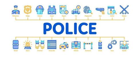 Police Department Minimal Infographic Banner Vector