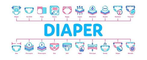 Diaper For Newborn Minimal Infographic Banner Vector