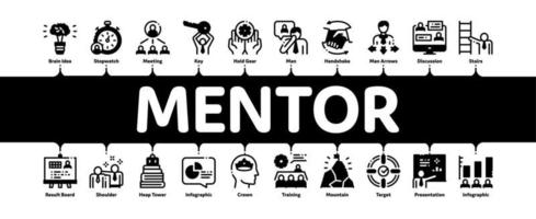 Mentor Relationship Minimal Infographic Banner Vector