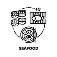 Seafood Snack Vector Concept Black Illustrations