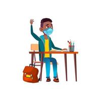 school kid boy wearing mask vector