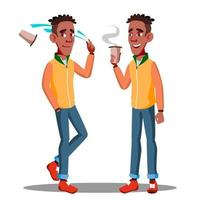 Teenager Litter, Casually Throwing An Empty Glass Of Coffee On The Street Vector. Isolated Illustration vector