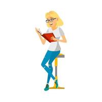 Teenager Girl Reading Educational Book Vector