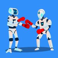 Two Robots Are Boxing On Ring Vector. Isolated Illustration vector