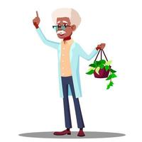 Teacher In A White Coat Showing Plant To Students In Biology Class Vector. Isolated Illustration vector