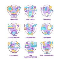 Car Transport Set Icons Vector Color Illustrations